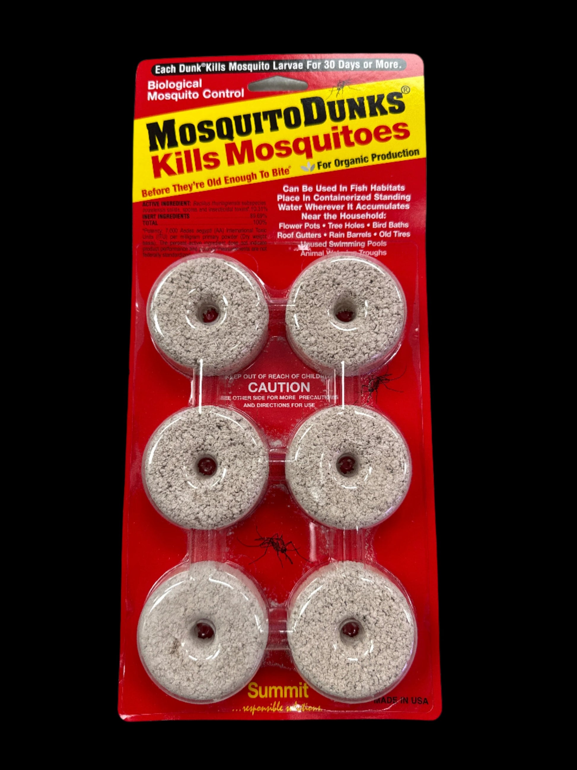 Is an image of Mosquito Dunks 6 pack